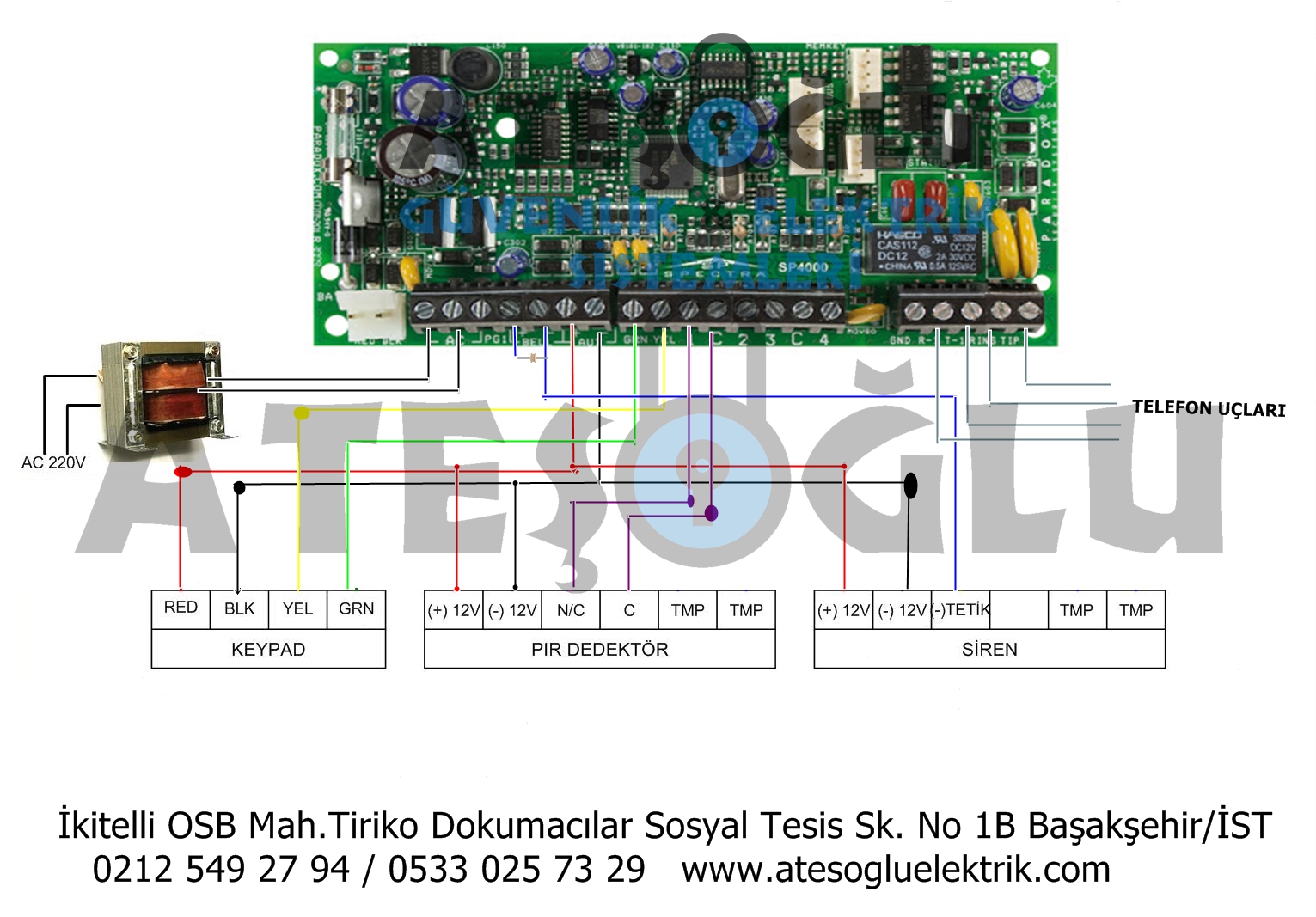 Paradox Sp4000 Panel Bağlantı Şeması